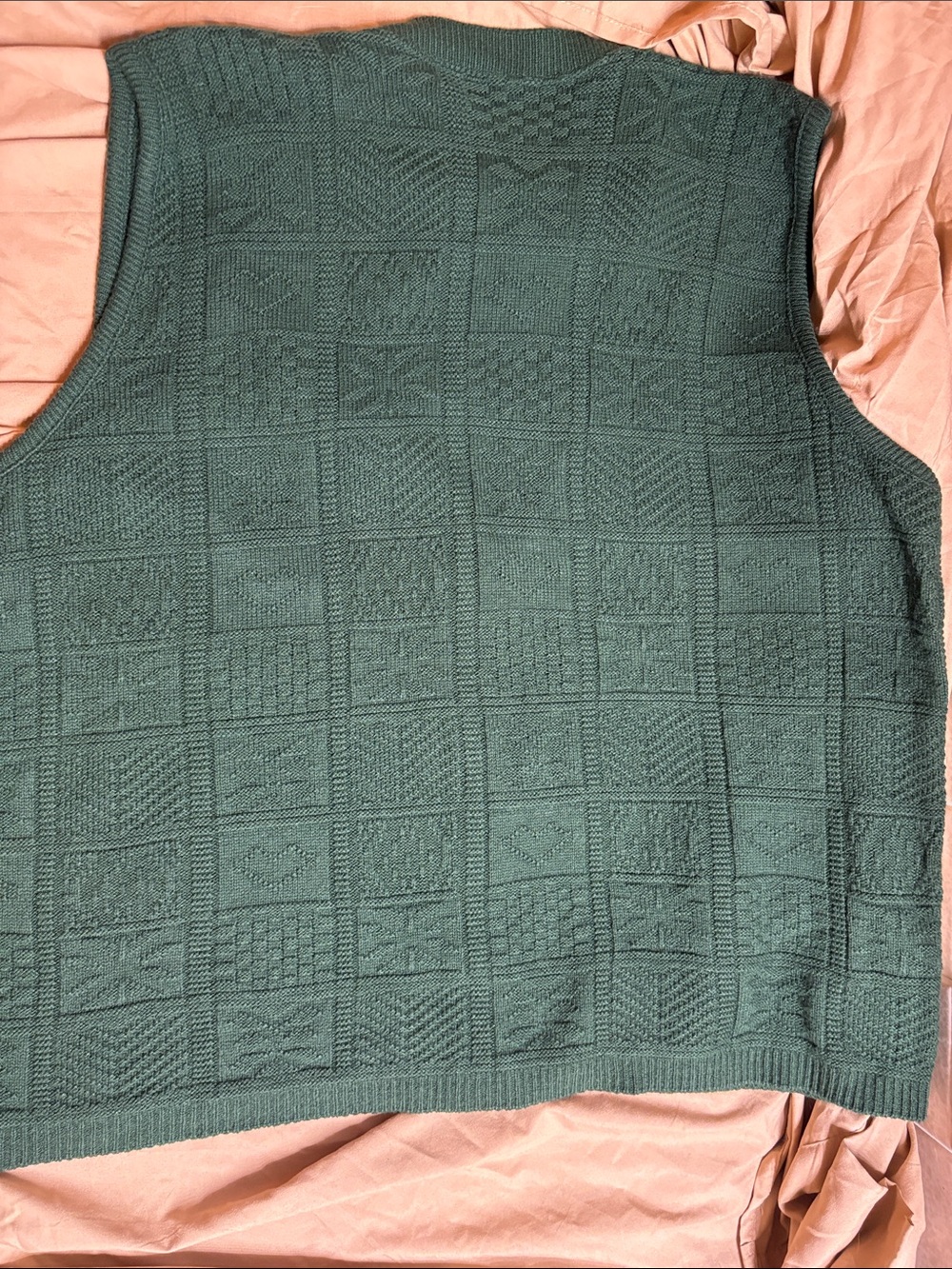Vintage Forest Green Knit Button-Up Sweater Vest - Picture 4 of 4